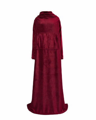 Warm Blanket Long Coral Fleece Blanket With Sleeves Coral Fleece Pocket Blanket Winter Wash Flannel Blankets - CozyLooter