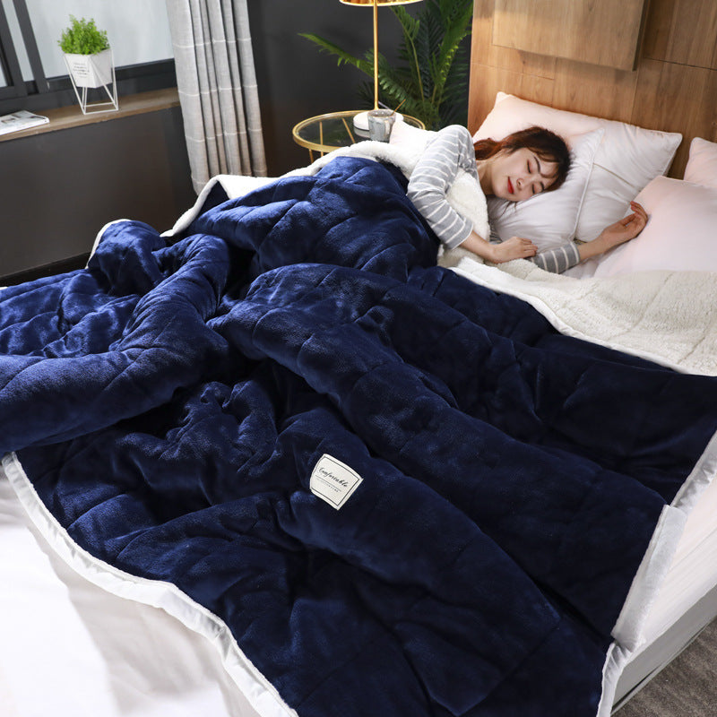 Fleece Blankets And Throws Thick Warm Winter Blankets Home Super Soft Duvet Luxury Solid Blankets On Twin Bedding - CozyLooter