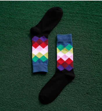 Colored diamond men's socks men's cotton socks long socks - CozyLooter