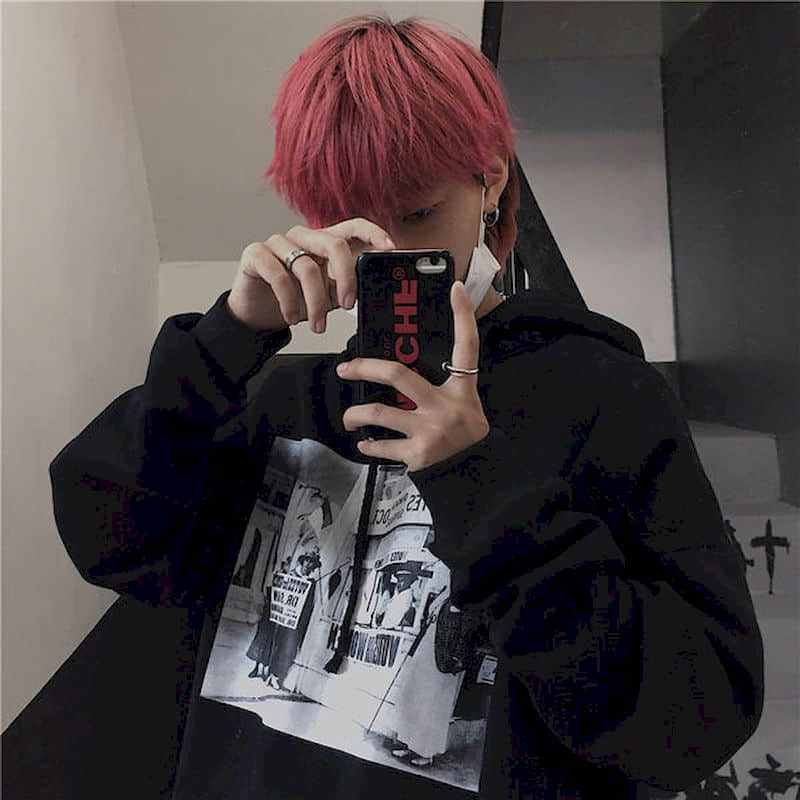Gothic Streetwear Hoodies Mannen Ins Stijl Herfst Winter Lightning Print Losse Plus Fleece Hooded Sweatshirt - CozyLooter