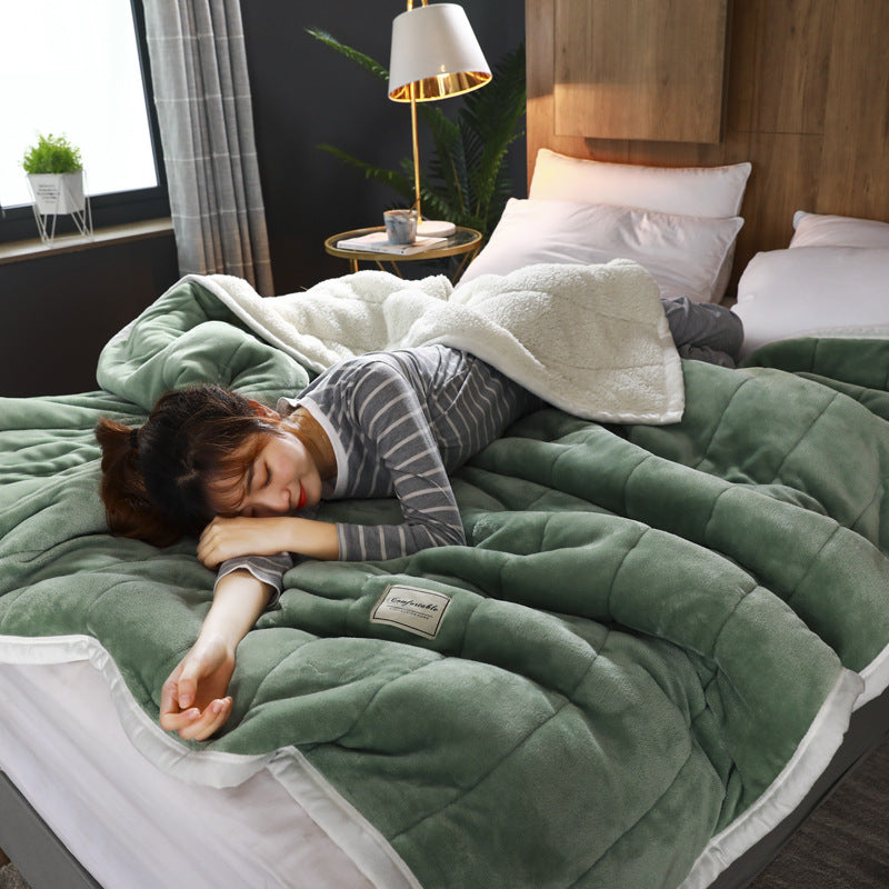 Fleece Blankets And Throws Thick Warm Winter Blankets Home Super Soft Duvet Luxury Solid Blankets On Twin Bedding - CozyLooter