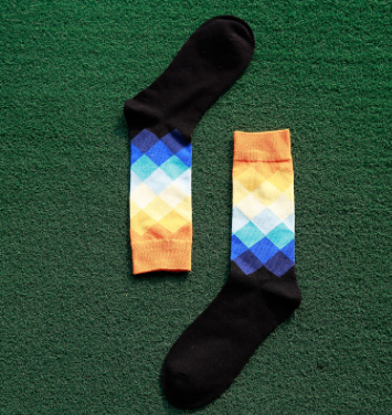 Colored diamond men's socks men's cotton socks long socks - CozyLooter