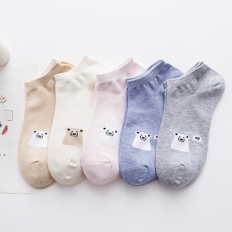 Women's Solid Color Socks Low Cut Shallow Mouth Leisure Boat Socks - CozyLooter