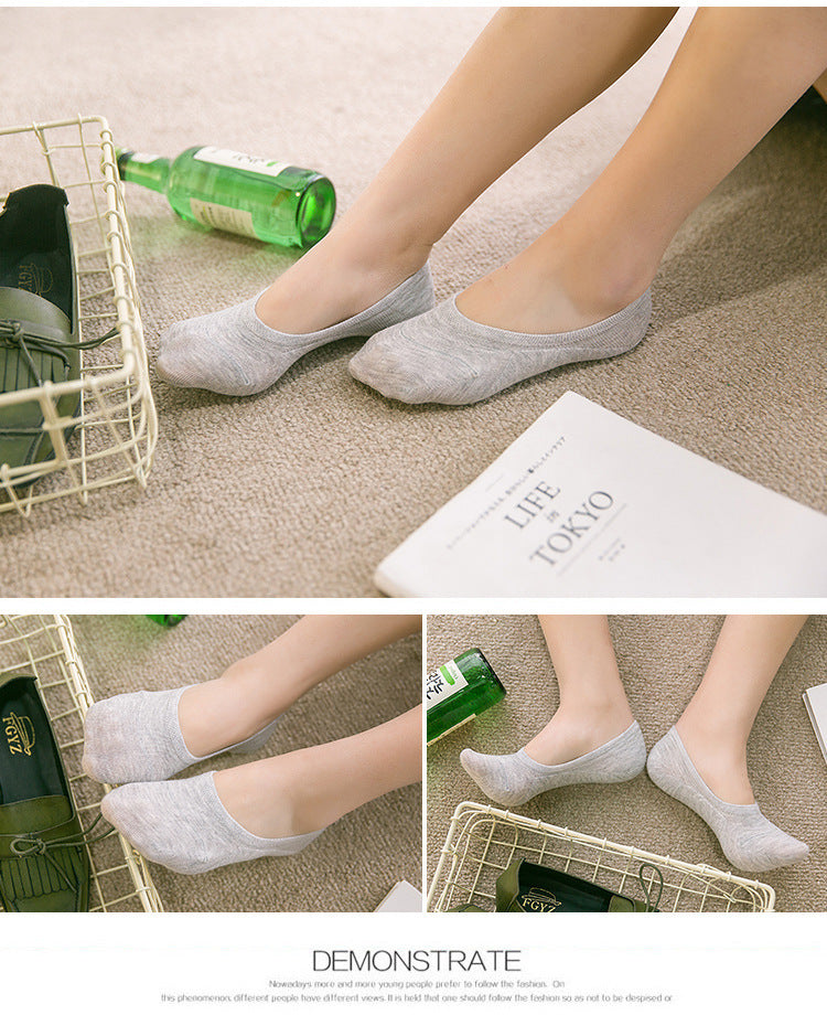 Women's Solid Color Socks Low Cut Shallow Mouth Leisure Boat Socks - CozyLooter