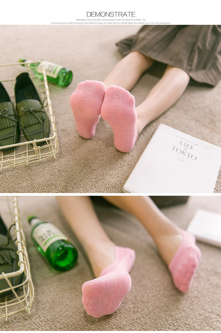 Women's Solid Color Socks Low Cut Shallow Mouth Leisure Boat Socks - CozyLooter