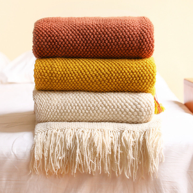 Sofa Blankets, Blankets, Blankets, Pineapple Grid Knitted Blankets - CozyLooter