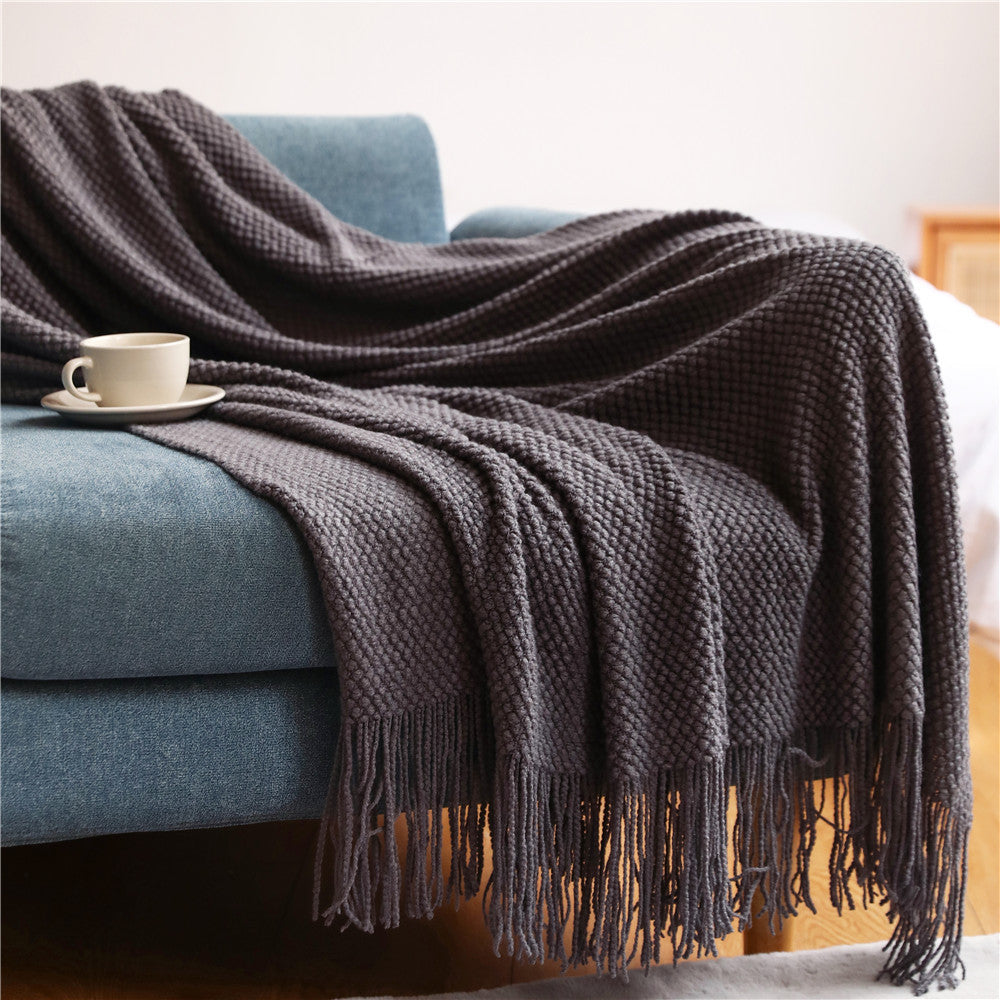 Sofa Blankets, Blankets, Blankets, Pineapple Grid Knitted Blankets - CozyLooter