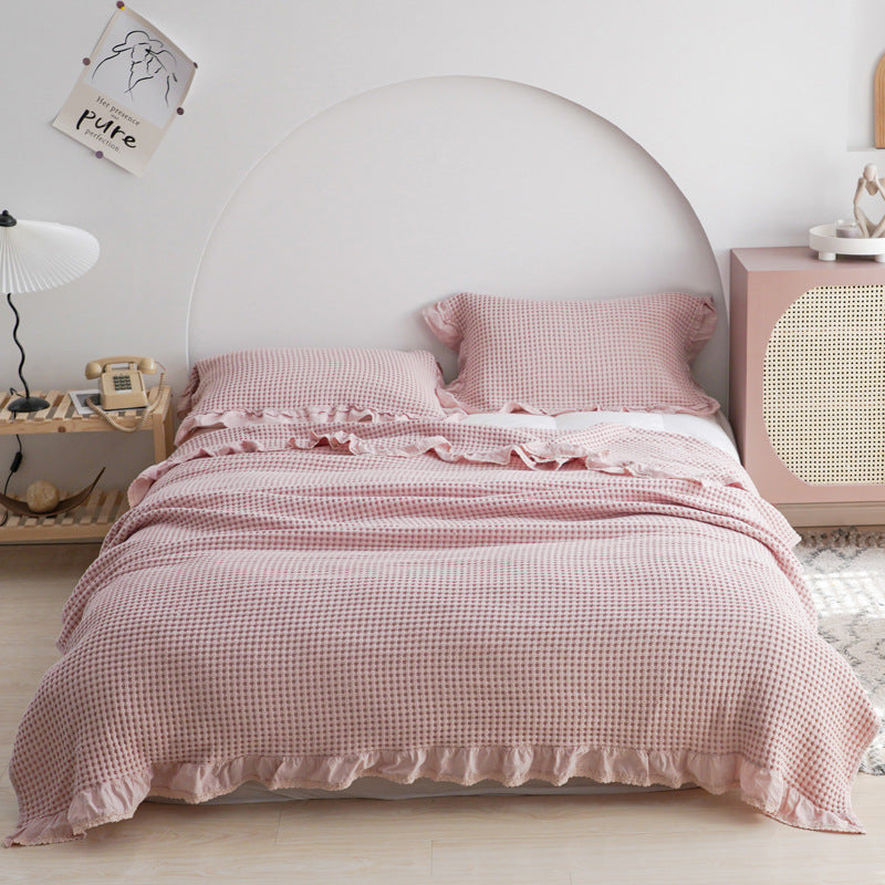 Japan Waffle Plaid Blankets for Bed Sofa Throws Cotton Yarn Towel Blanket for Kids Adult Summer Air Conditioning Quilt Bedspread - CozyLooter