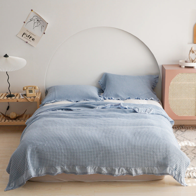 Japan Waffle Plaid Blankets for Bed Sofa Throws Cotton Yarn Towel Blanket for Kids Adult Summer Air Conditioning Quilt Bedspread - CozyLooter