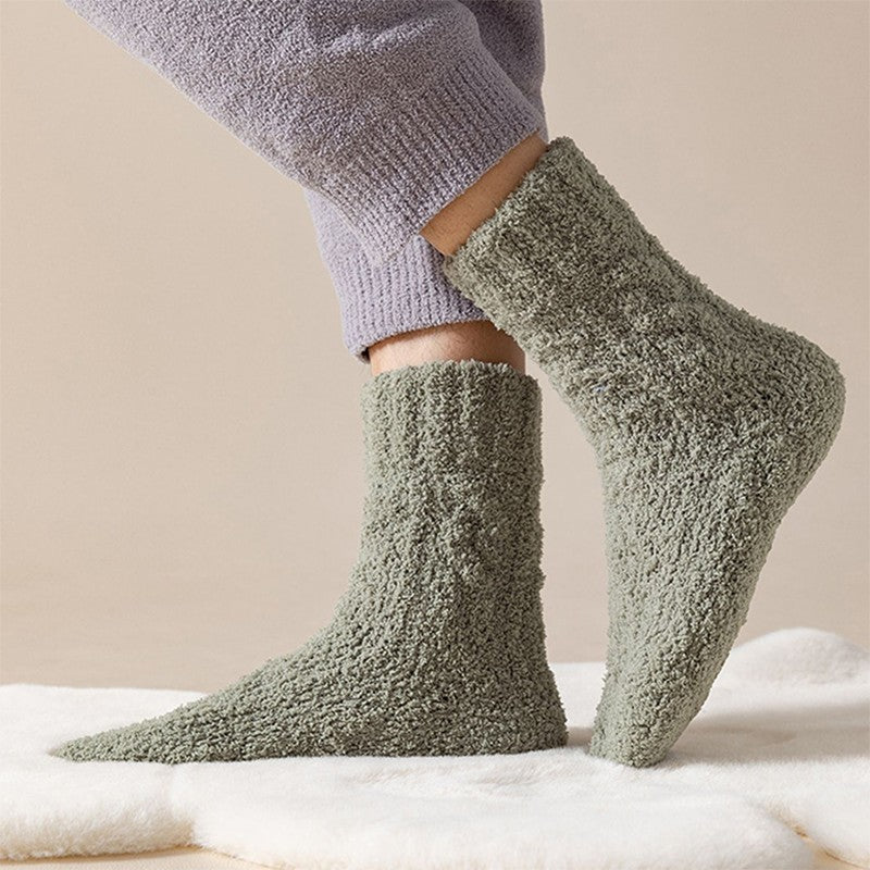 Winter Warm Fuzzy Coral Fleece Socks Women Men Velvet Thickened Home Sleepping Floor Socks - CozyLooter