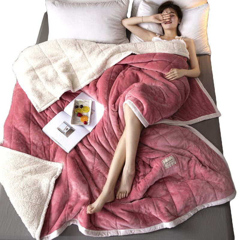 Fleece Blankets And Throws Thick Warm Winter Blankets Home Super Soft Duvet Luxury Solid Blankets On Twin Bedding - CozyLooter