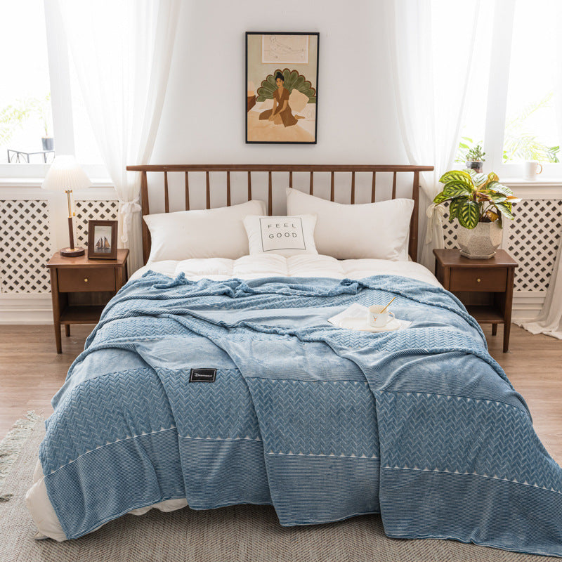 Autumn And Winter Milk Velvet Thickened Yarn-dyed Blankets Multifunctional Nap - CozyLooter