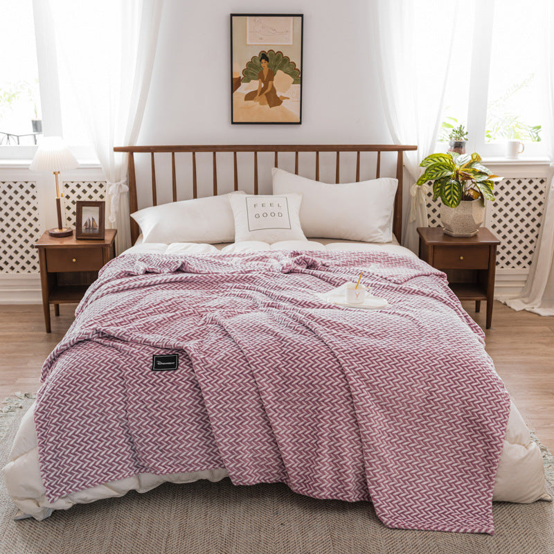 Autumn And Winter Milk Velvet Thickened Yarn-dyed Blankets Multifunctional Nap - CozyLooter