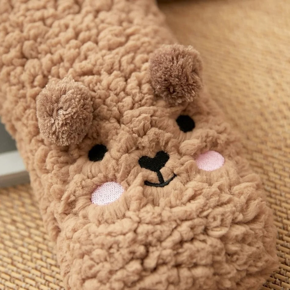 Cartoon Floor Winter Thick Polyester Fleece Fluffy Microfiber Women Fuzzy Socks Funny Fuzzy Dog Slipper Socks For Women Cute Fluffy Thick Warm Winter Socks Microfiber Soft Home Socks Christmas Gift - CozyLooter