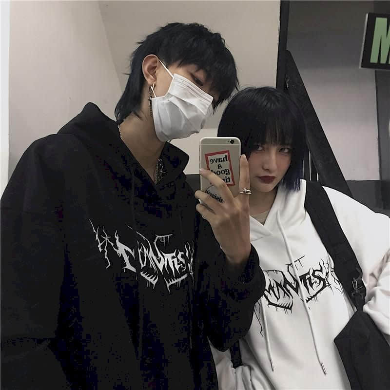 Gothic Streetwear Hoodies Mannen Ins Stijl Herfst Winter Lightning Print Losse Plus Fleece Hooded Sweatshirt - CozyLooter