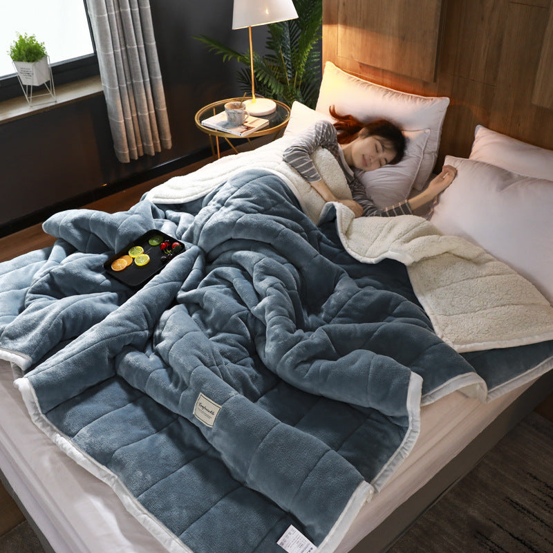 Fleece Blankets And Throws Thick Warm Winter Blankets Home Super Soft Duvet Luxury Solid Blankets On Twin Bedding - CozyLooter