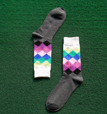 Colored diamond men's socks men's cotton socks long socks - CozyLooter