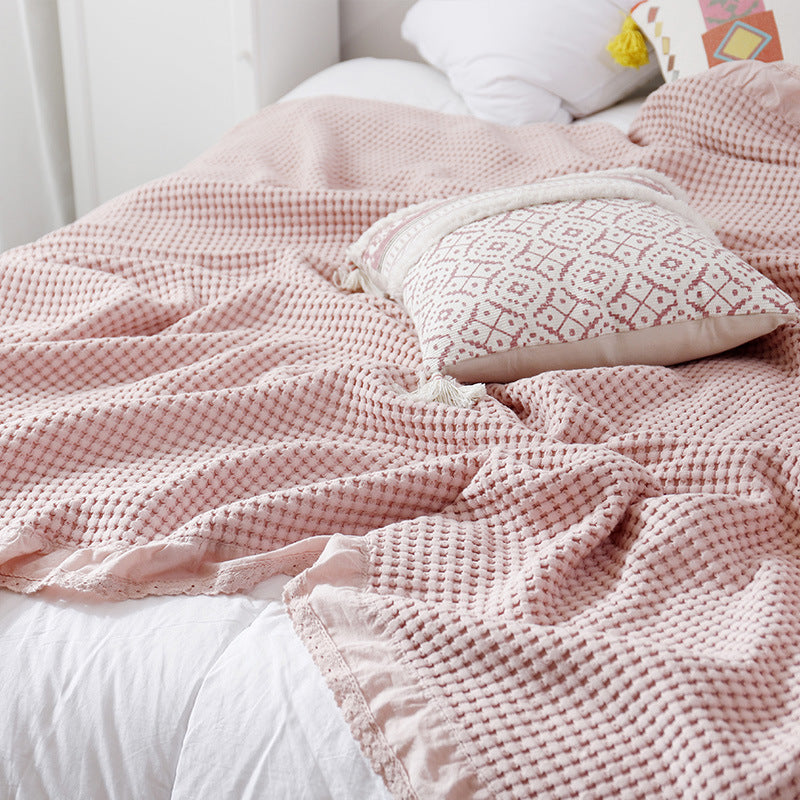 Home Fashion Waffle Towel Quilt Sofa Blanket - CozyLooter