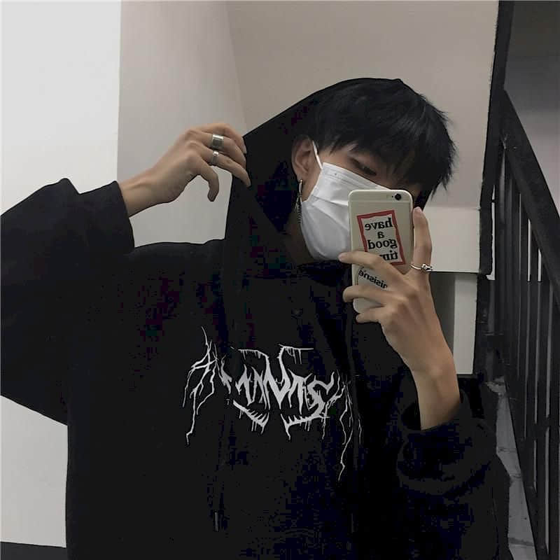 Gothic Streetwear Hoodies Mannen Ins Stijl Herfst Winter Lightning Print Losse Plus Fleece Hooded Sweatshirt - CozyLooter
