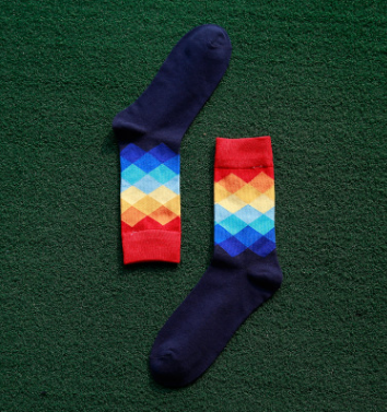 Colored diamond men's socks men's cotton socks long socks - CozyLooter