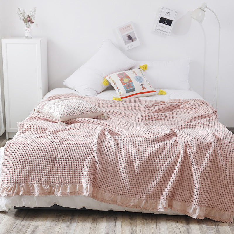 Home Fashion Waffle Towel Quilt Sofa Blanket - CozyLooter