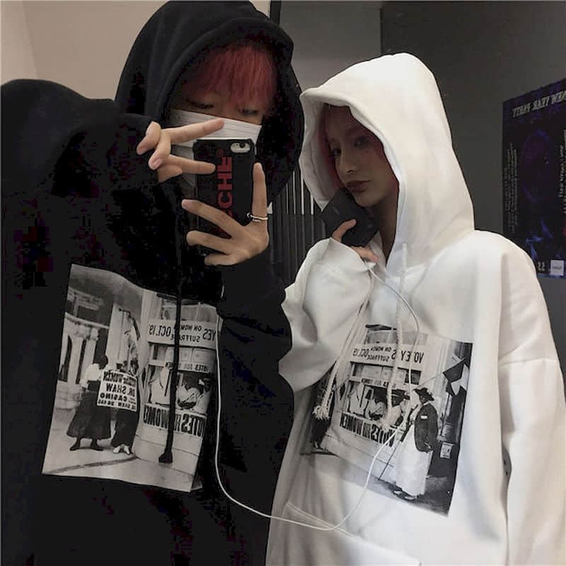 Gothic Streetwear Hoodies Mannen Ins Stijl Herfst Winter Lightning Print Losse Plus Fleece Hooded Sweatshirt - CozyLooter