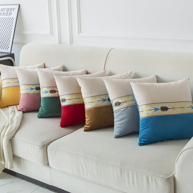 Solid Color Patchwork With Thickened Fabric Pillowcase Cover - CozyLooter