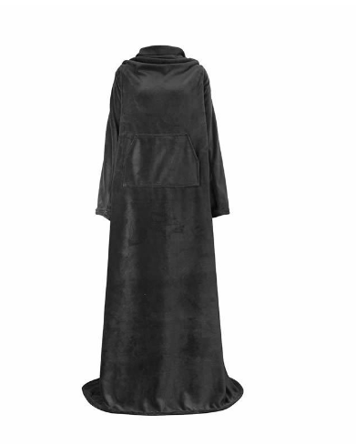 Warm Blanket Long Coral Fleece Blanket With Sleeves Coral Fleece Pocket Blanket Winter Wash Flannel Blankets - CozyLooter