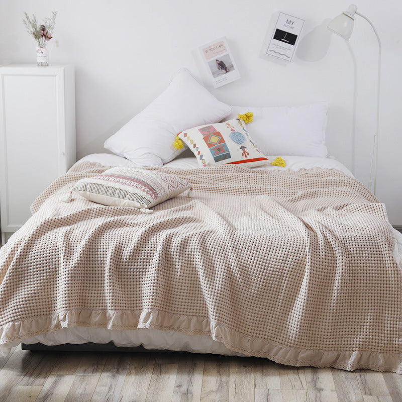 Home Fashion Waffle Towel Quilt Sofa Blanket - CozyLooter