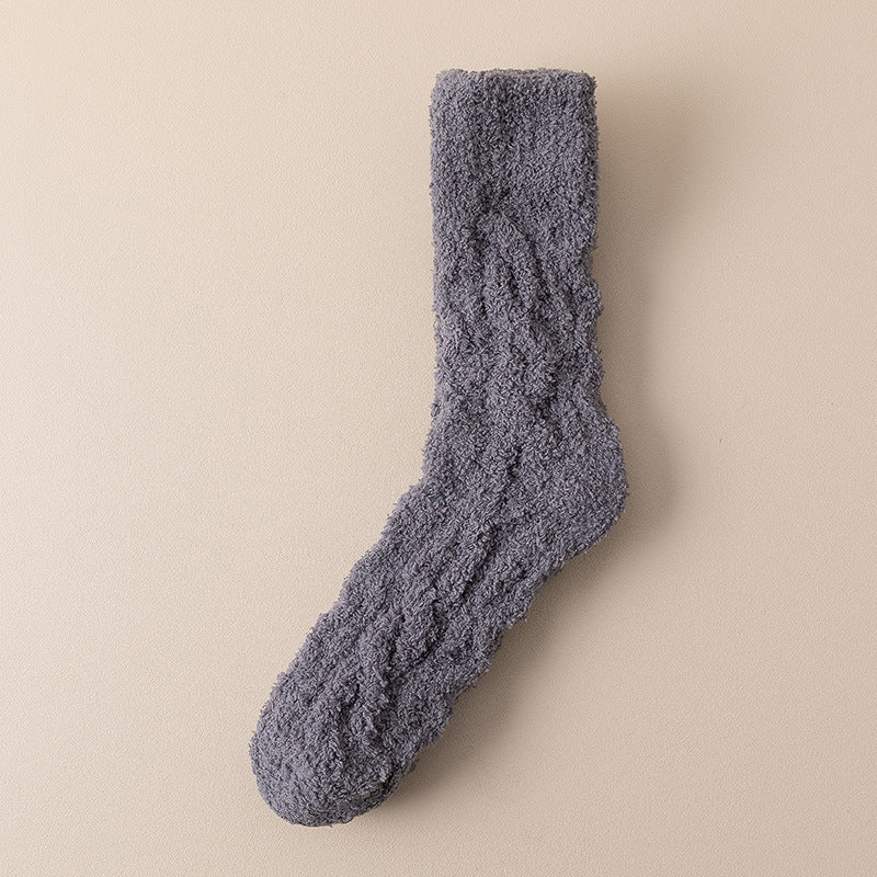 Winter Warm Fuzzy Coral Fleece Socks Women Men Velvet Thickened Home Sleepping Floor Socks - CozyLooter