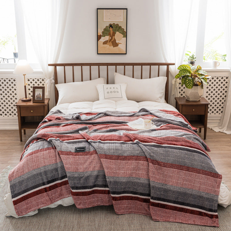 Autumn And Winter Milk Velvet Thickened Yarn-dyed Blankets Multifunctional Nap - CozyLooter
