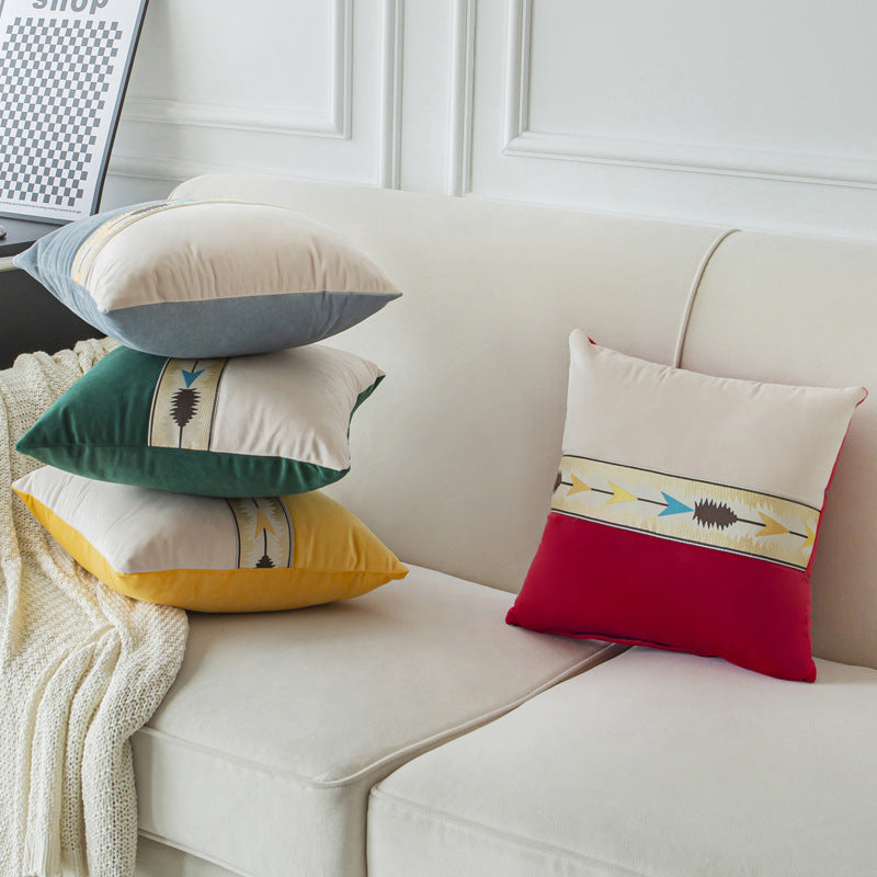 Solid Color Patchwork With Thickened Fabric Pillowcase Cover - CozyLooter