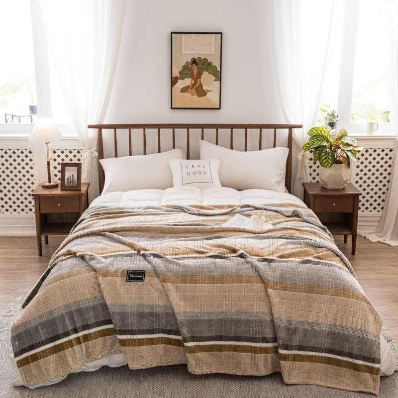 Autumn And Winter Milk Velvet Thickened Yarn-dyed Blankets Multifunctional Nap - CozyLooter