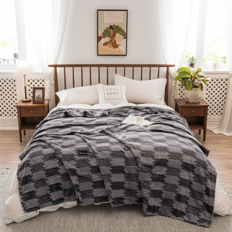 Autumn And Winter Milk Velvet Thickened Yarn-dyed Blankets Multifunctional Nap - CozyLooter