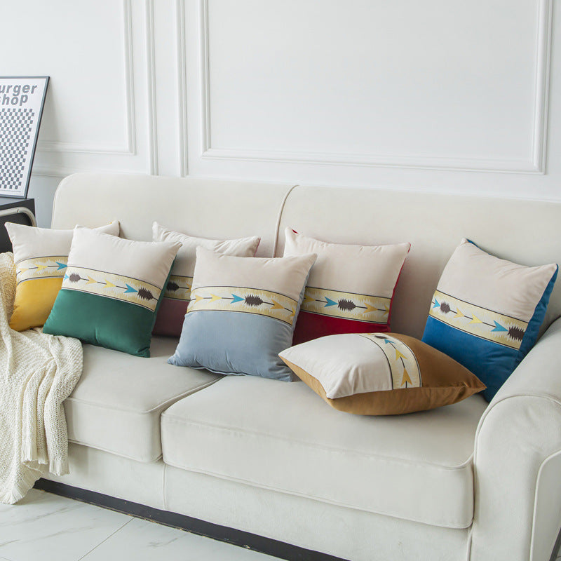 Solid Color Patchwork With Thickened Fabric Pillowcase Cover - CozyLooter