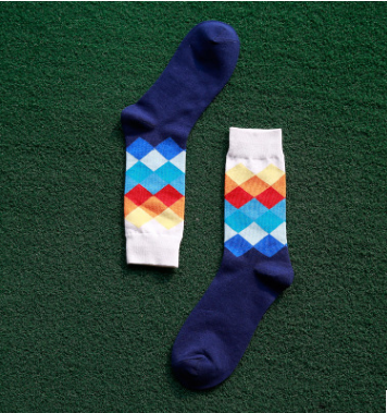 Colored diamond men's socks men's cotton socks long socks - CozyLooter